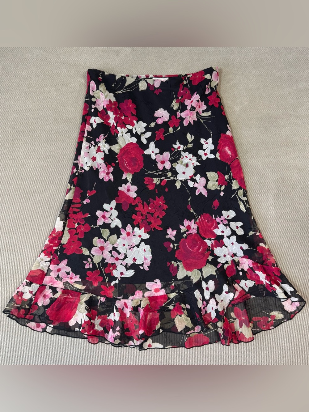 Vintage CLIO Women’s Floral Pull On Skirt Medium Feminine Goth Roses 90’s